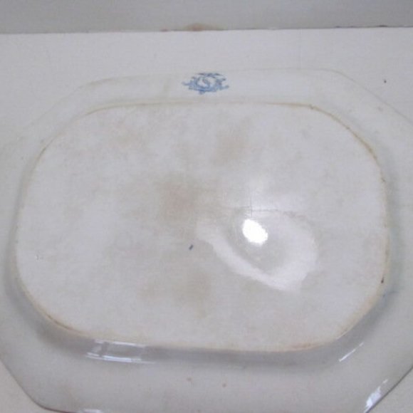 Rare Antique Blue Transferware Platter ironstone Blue Platters Blue White China - Picture 6 of 9